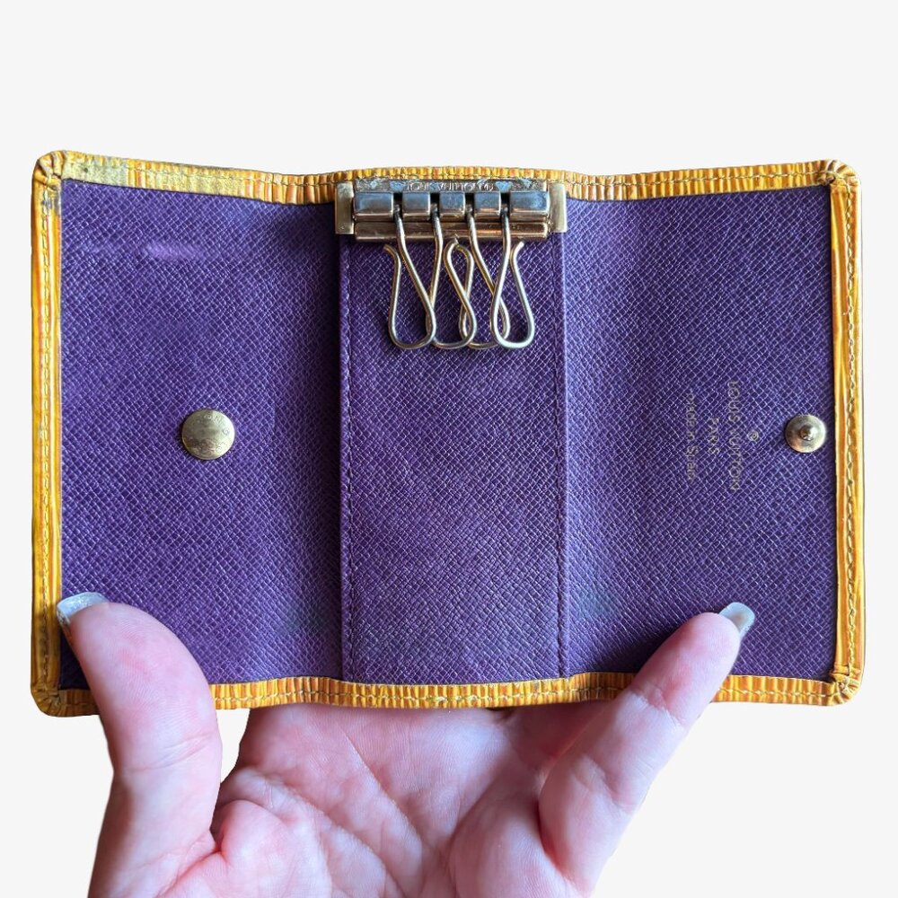 90s Vintage LV Yellow Epi + Purple Taiga Leather SLG 3-way Bundle - Picture 13 of 15